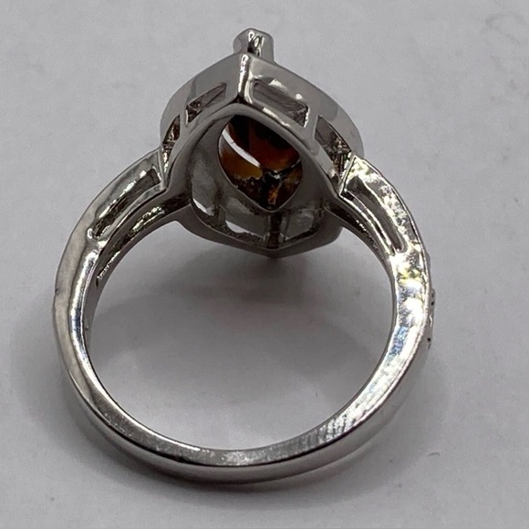 Sterling Silver Marquise Cut Smokey Quartz Halo Ring Pave Blend 9 Luxury Jewelry - Picture 6 of 7